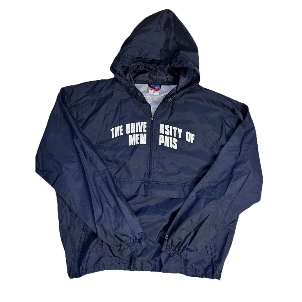 Vintage Champion The University Of Memphis Hooded Windbreaker Jacket / XXL